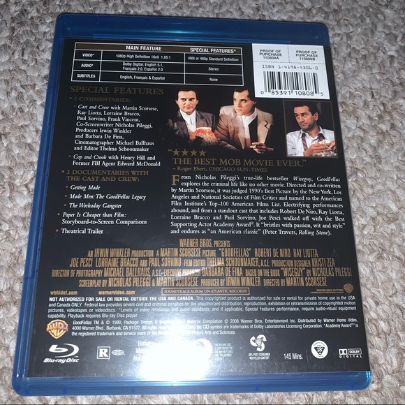 Goodfellas Blue Ray disc - Picture 3 of 4